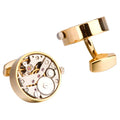 NNEOBA Men's Mechanical Movement Watch Cufflinks Gold