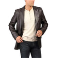 Mens Classic Black Leather Blazer Coat