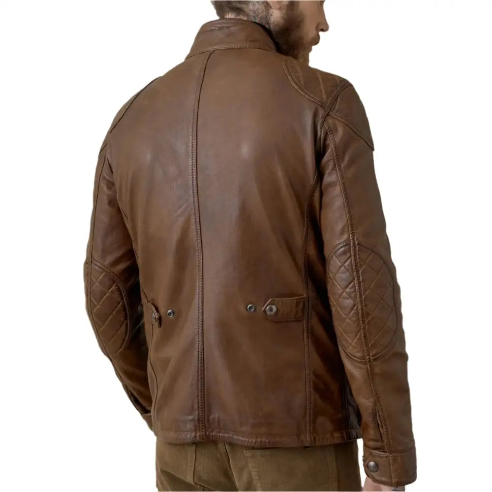 Walnut Lambskin Leather Field Jacket for Men