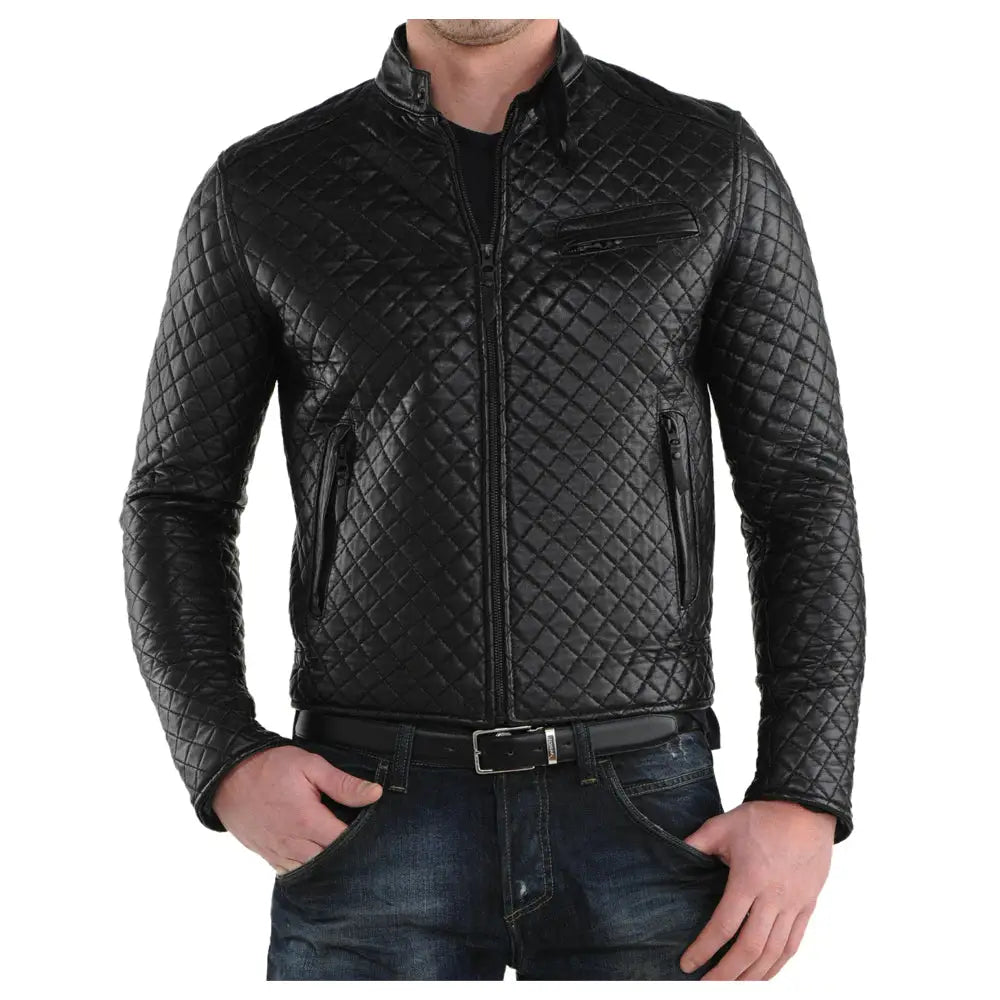 Men’s Vintage Leather Motorcycle Bomber Jacket