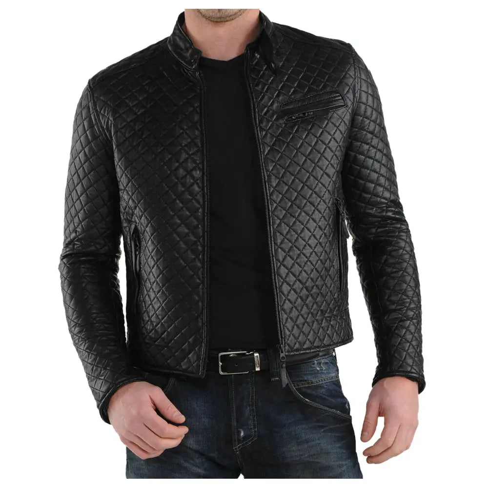 Men’s Vintage Leather Motorcycle Bomber Jacket