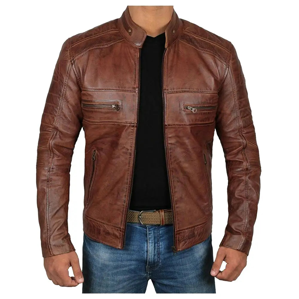 Men’s Oxblood Bomber Leather Jacket – Multiple Colour Options