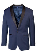 "Sebastian" Indigo Pindot Tuxedo Jacket Shawl (Separates)