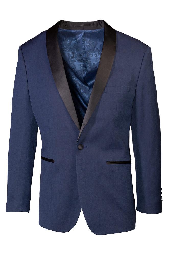 "Sebastian" Indigo Pindot Tuxedo Jacket Shawl (Separates)